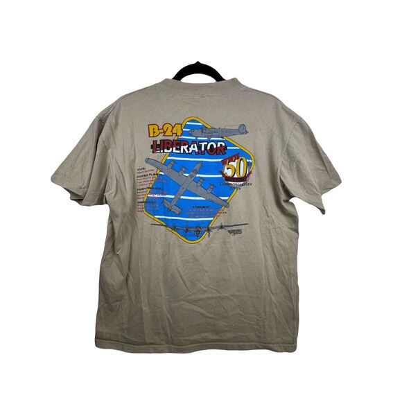 Vintage 90s B-24 Liberator Military Aircraft double sided shirt size large - Picture 2 of 12